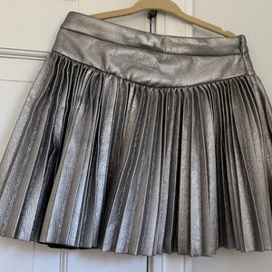 Zara Metallic Silver Pleated Skirt